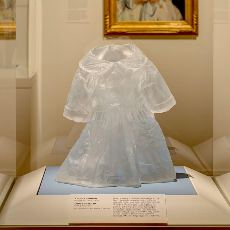 Glass Sculpture of Child Dress in the Museum